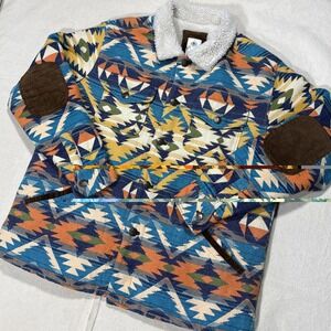 The Territory Ahead Southwestern Aztec Sherpa Jacket Pinwale Corduroy Tribal